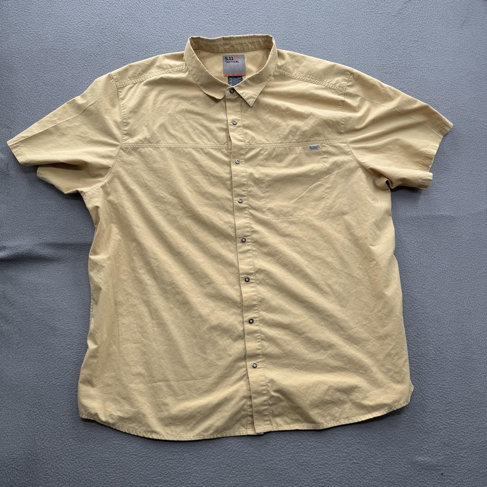 5.11 Tactical Shirt Mens 2XL Beige Solid Short Sleeve Snap Front Outdoor